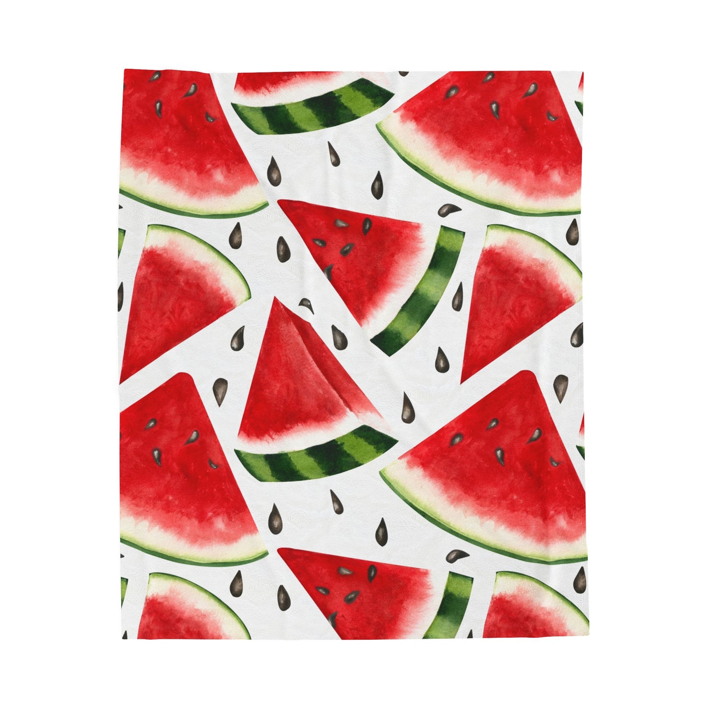 Watercolor Watermelons Velveteen Plush Blanket