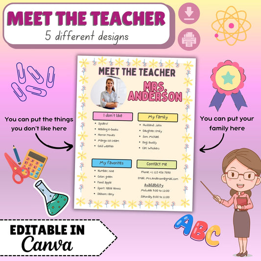 Meet the Teacher EDITABLE Digital Pages