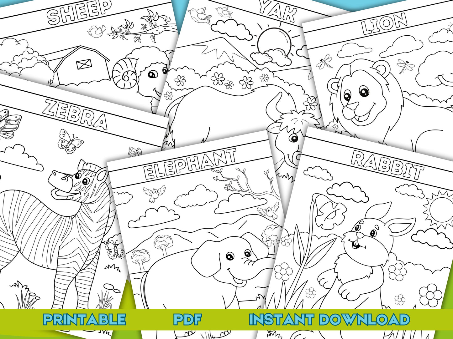 Land Animals Coloring Pages: 25 Pages