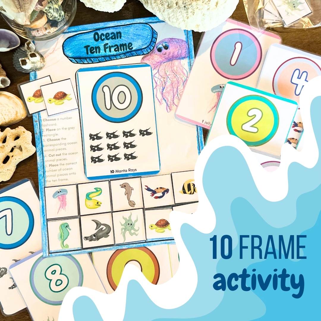 Ocean Number Flashcards With Ten Frame Activity- Digital Product