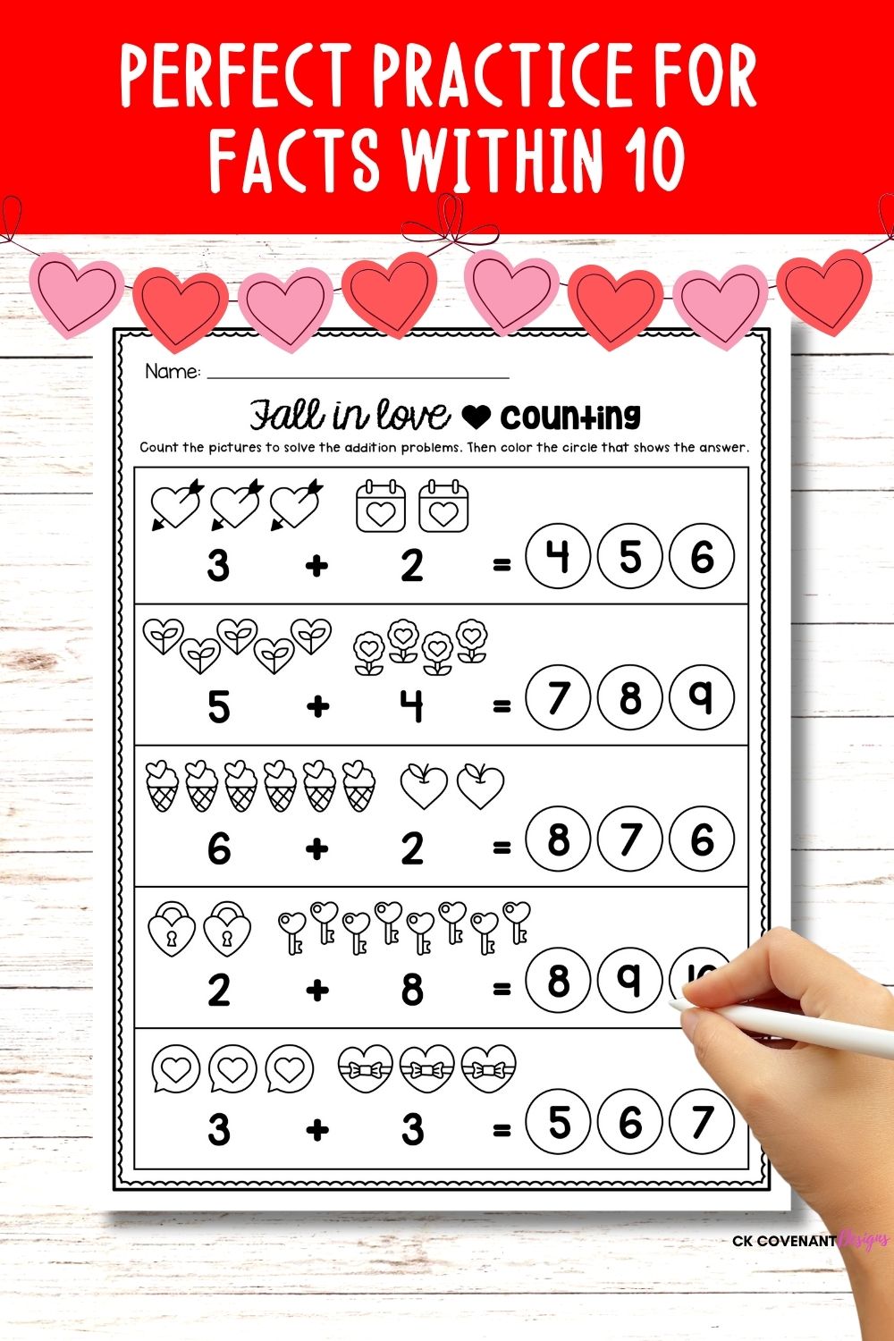 Valentine's Addition and Subtraction within 10