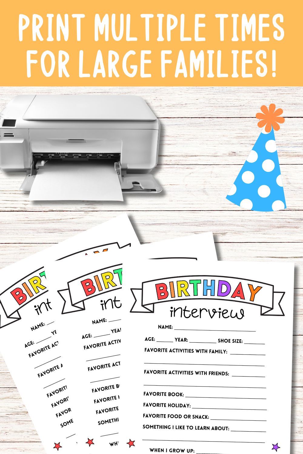 Printable Birthday Interview for Kids: Bold Colors!