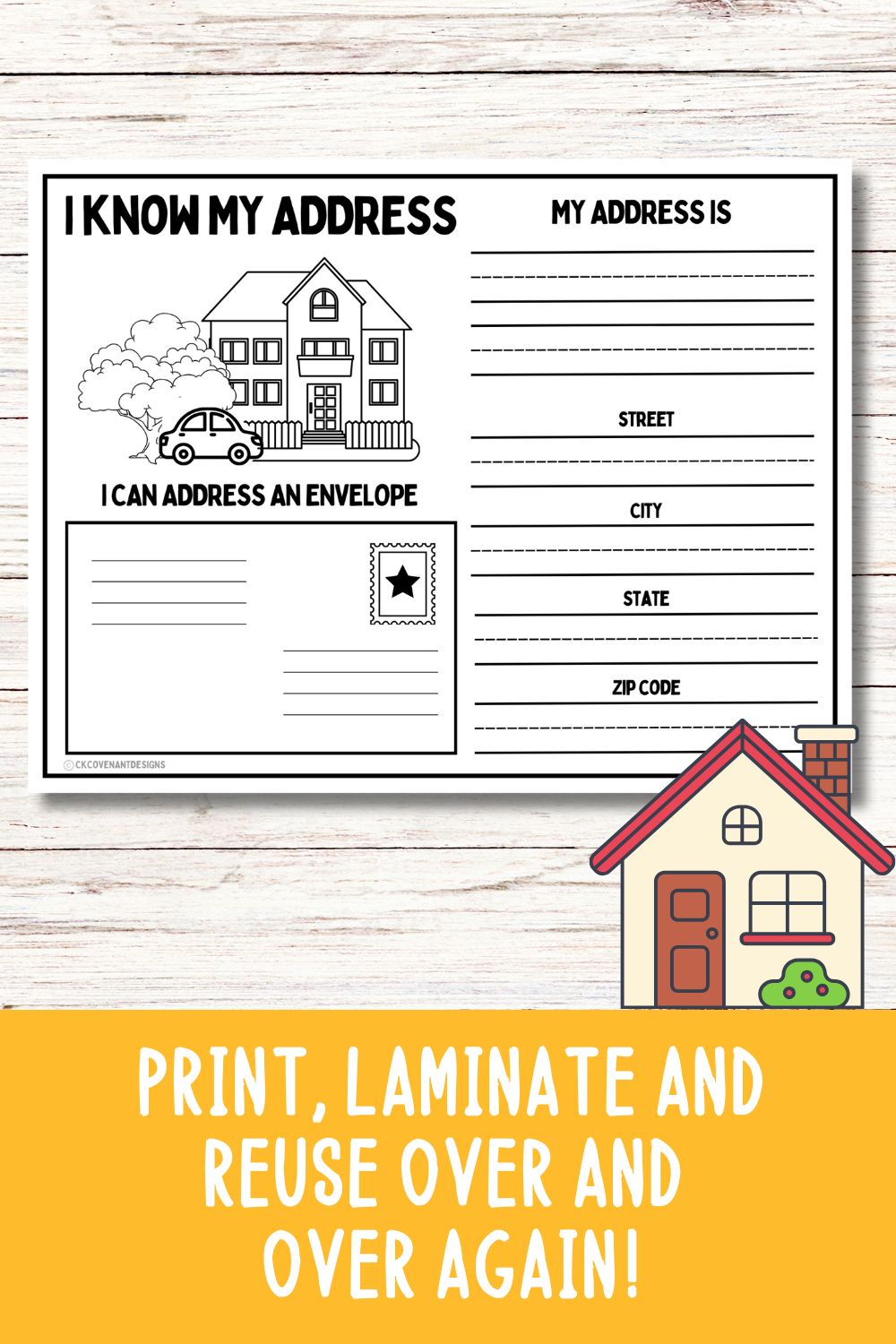 Home Address Practice Worksheet for Children