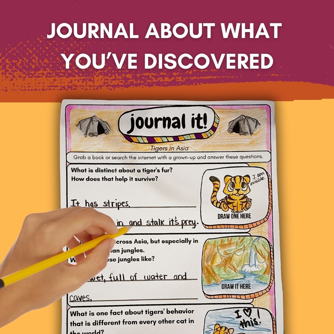 Tiger Art Journal: 7 Art Activities to Teach Element of Form with Writing