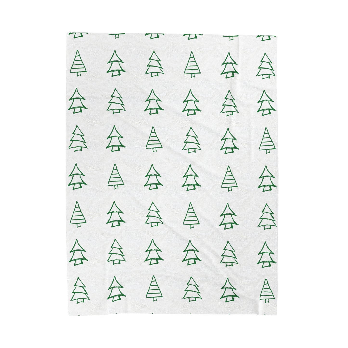 Green Christmas Trees Velveteen Plush Blanket