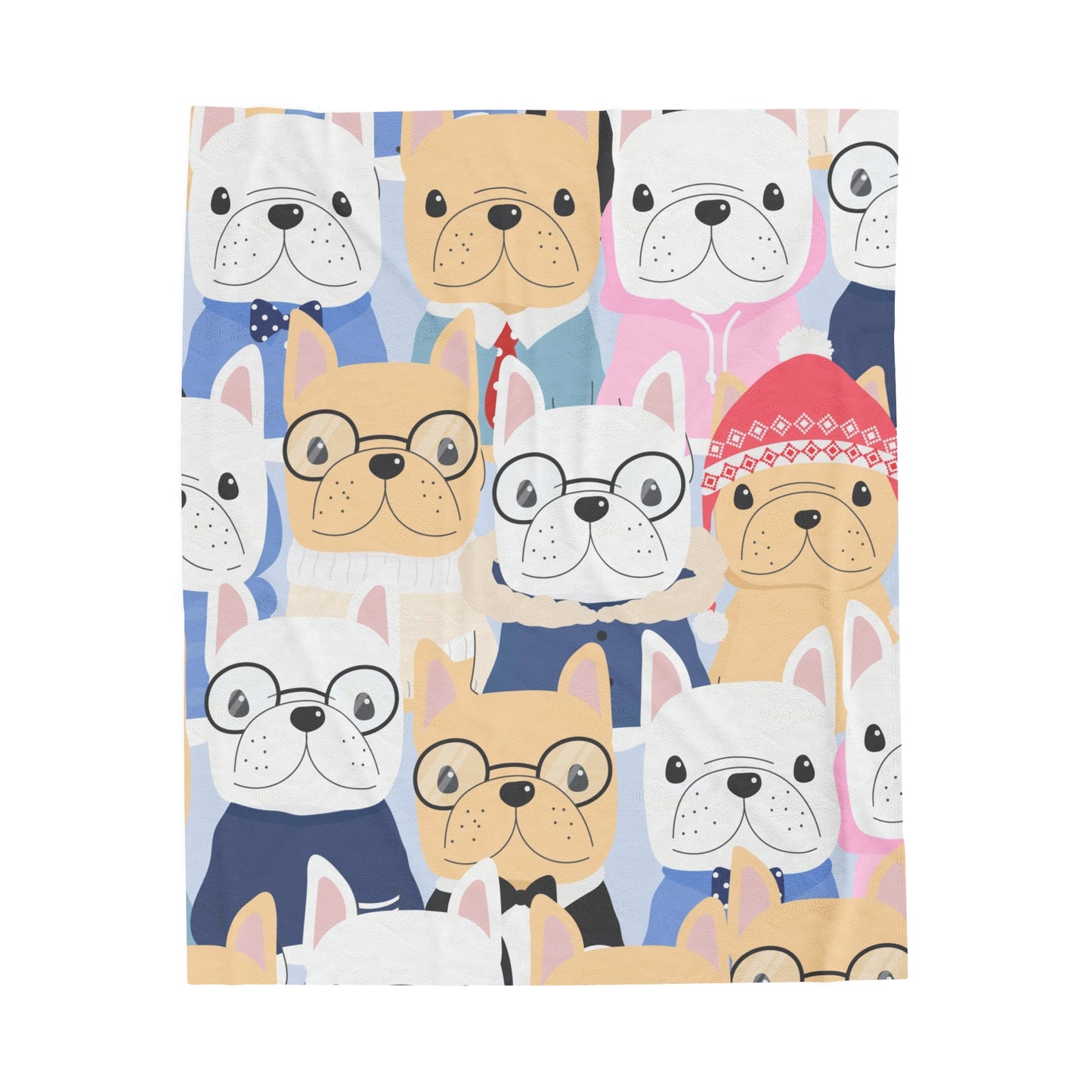 Cute Dogs with Glasses Velveteen Plush Blanket