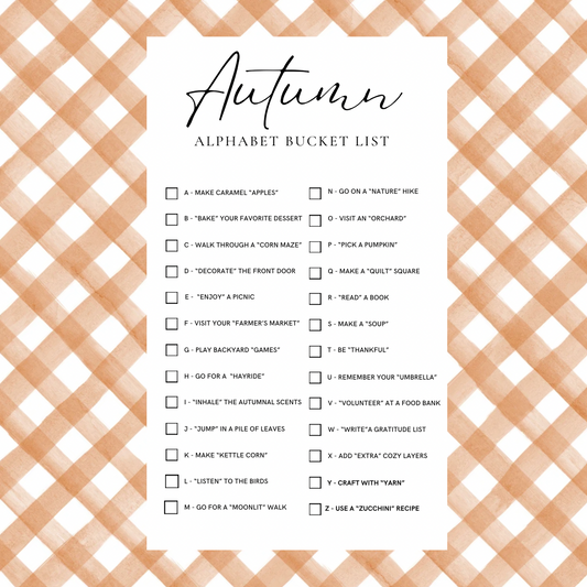 FREE Autumn Alphabet Bucket List