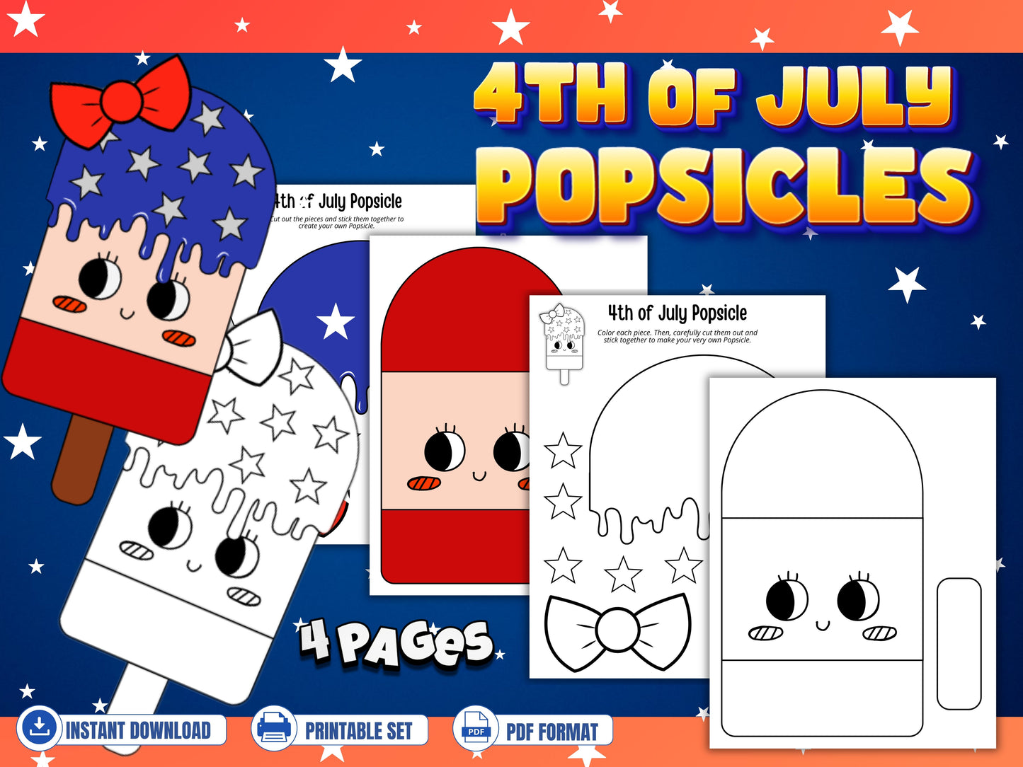Build a 4th of July Popsicle Printable Craft