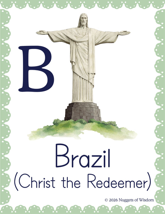 Country Alphabet Flashcards | A–Z World Geography for Kids | Homeschool Printable