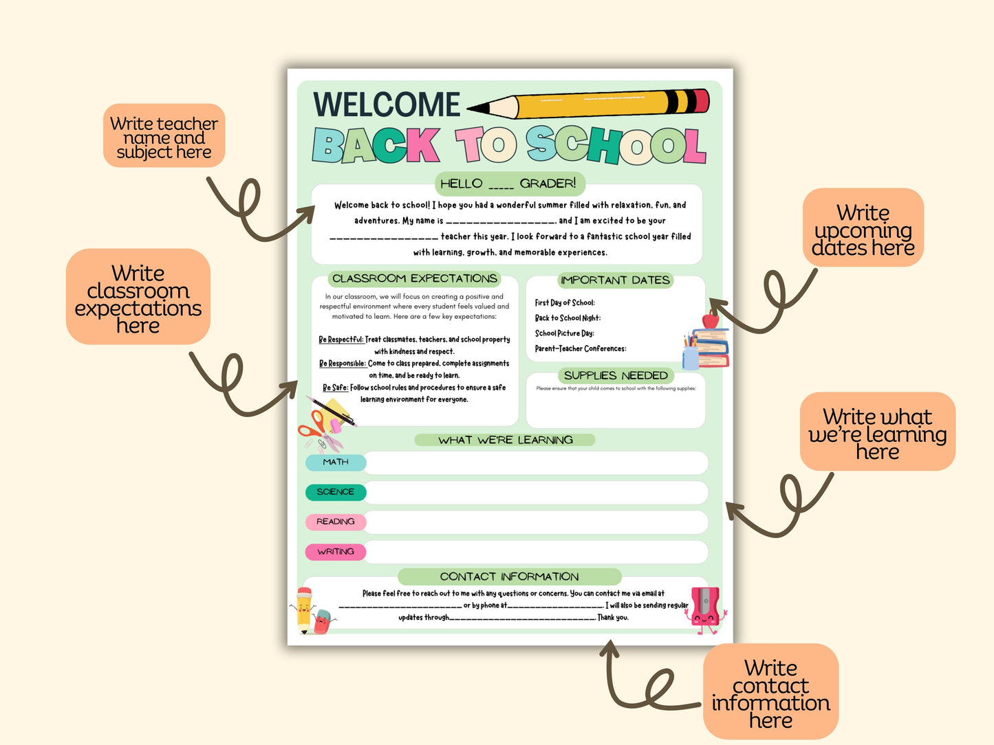 Back to School Newsletter Template: an EDITABLE Digital Template