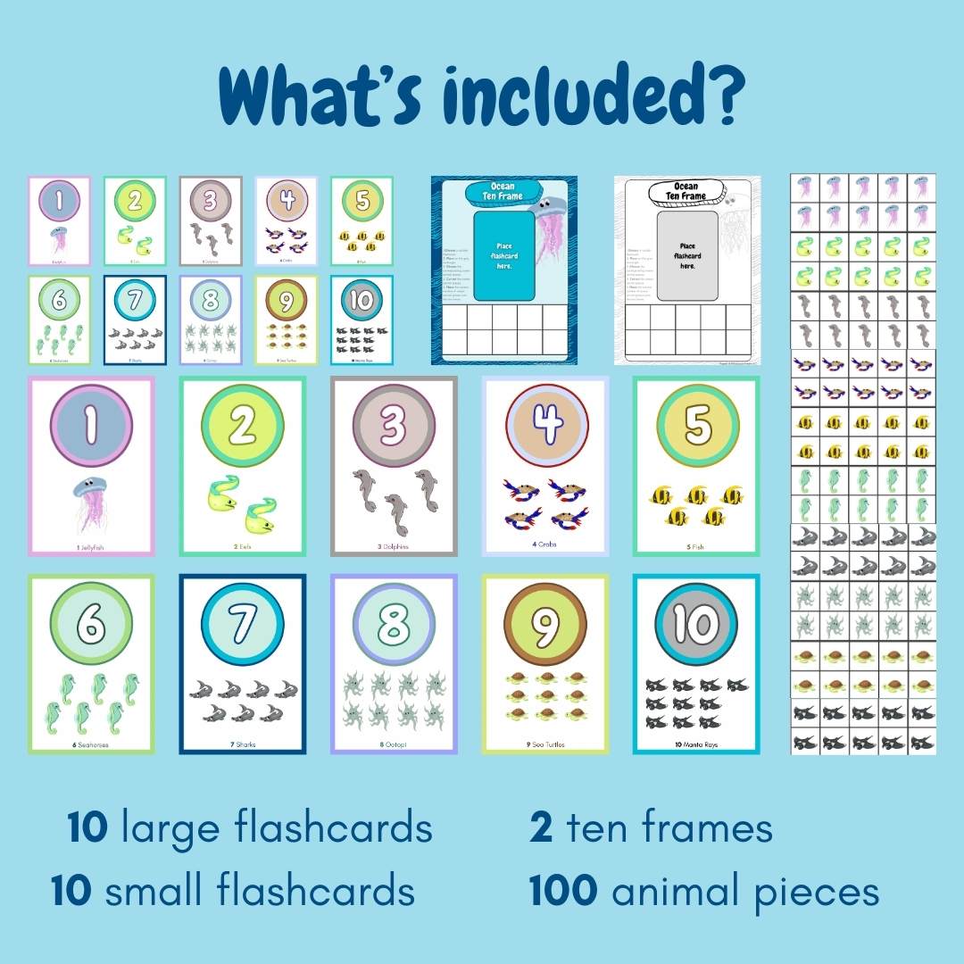 Ocean Number Flashcards With Ten Frame Activity- Digital Product