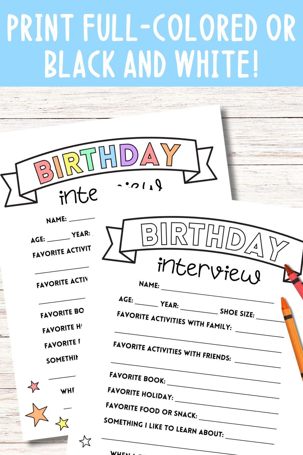 Printable Birthday Interview for Kids: Pastel Colors!