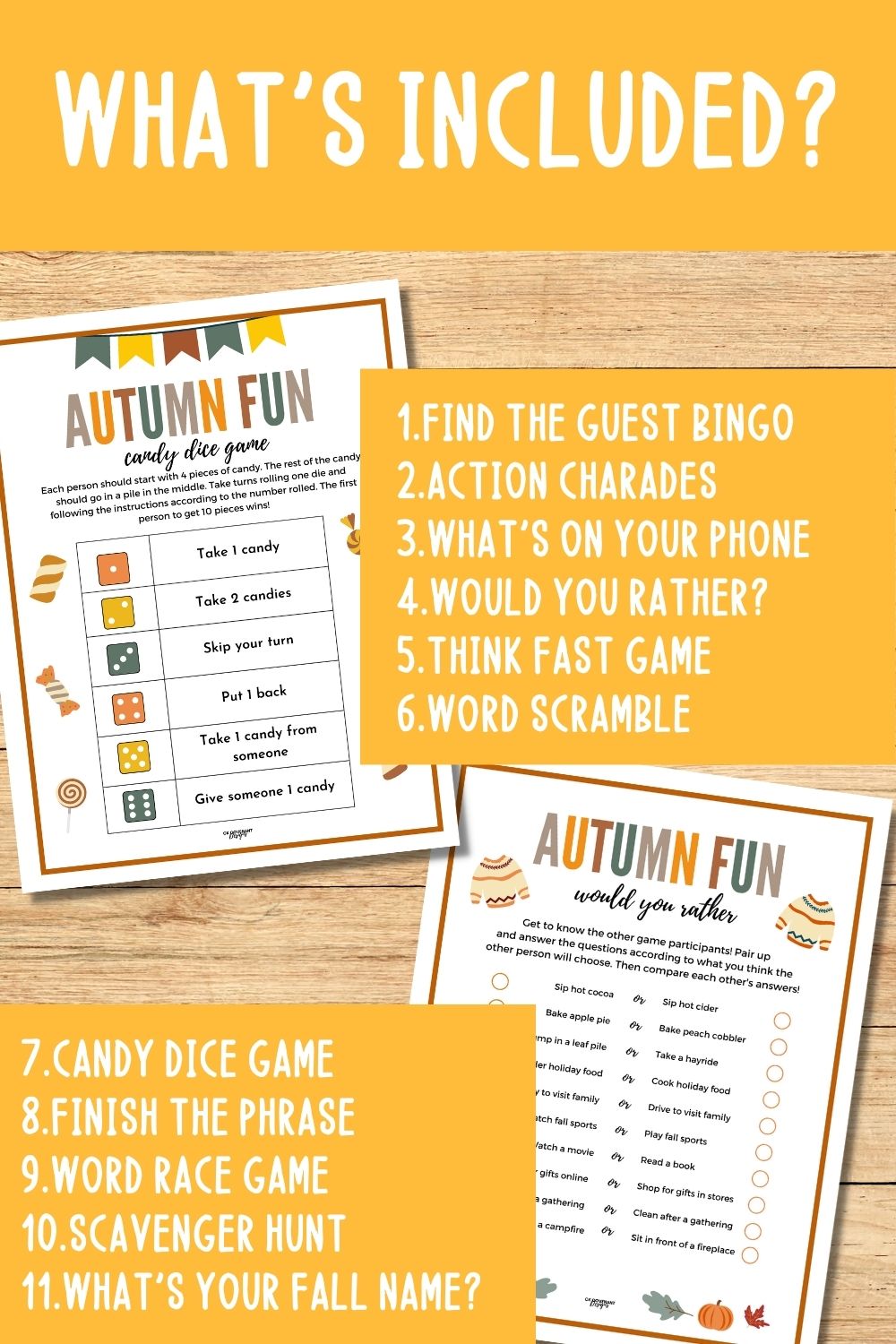 Autumn Fun Printable and Editable Game Bundle