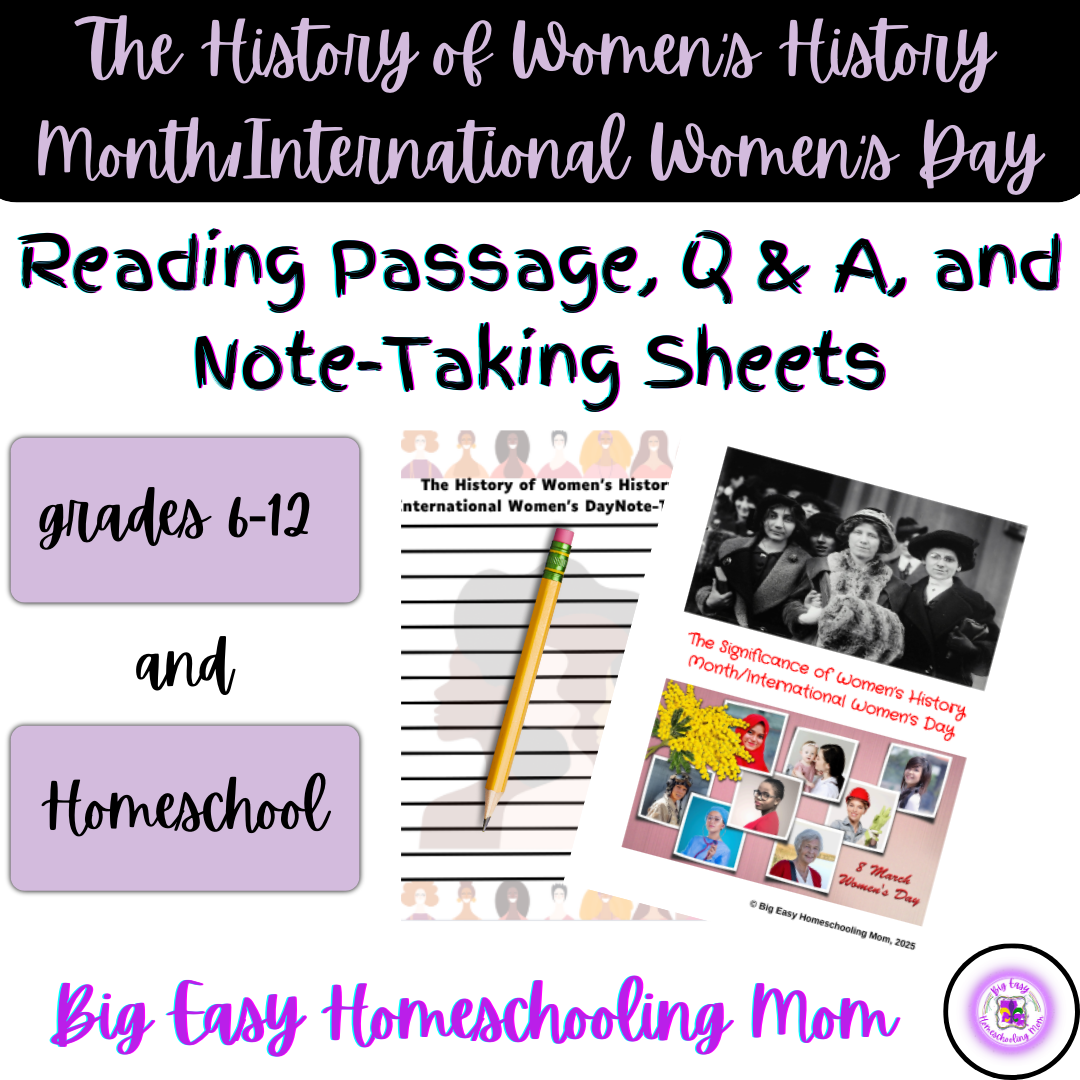 Women's History Month/International Women's Day Reading Passage, Q & A, and Note-Taking Sheets