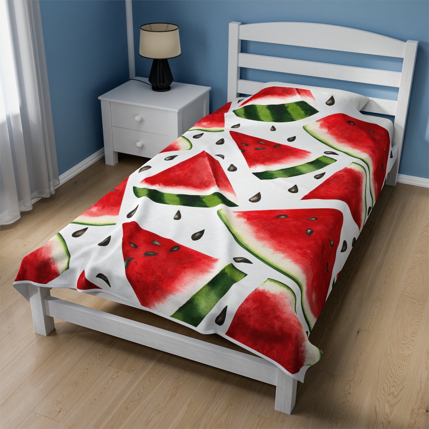 Watercolor Watermelons Velveteen Plush Blanket