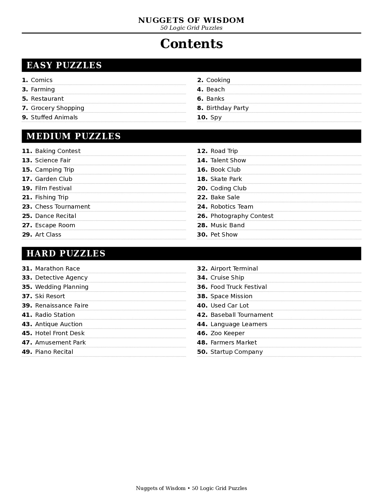 50 Logic Grid Puzzles — Easy, Medium & Hard Brain Teasers (Printable PDF)