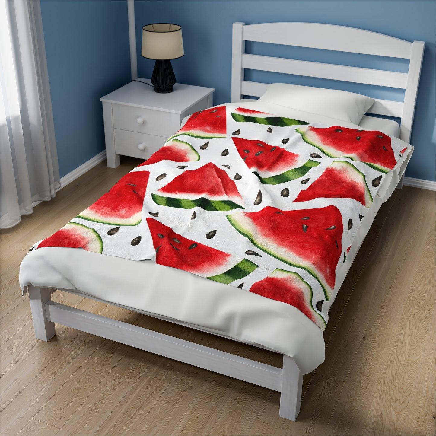 Watercolor Watermelons Velveteen Plush Blanket