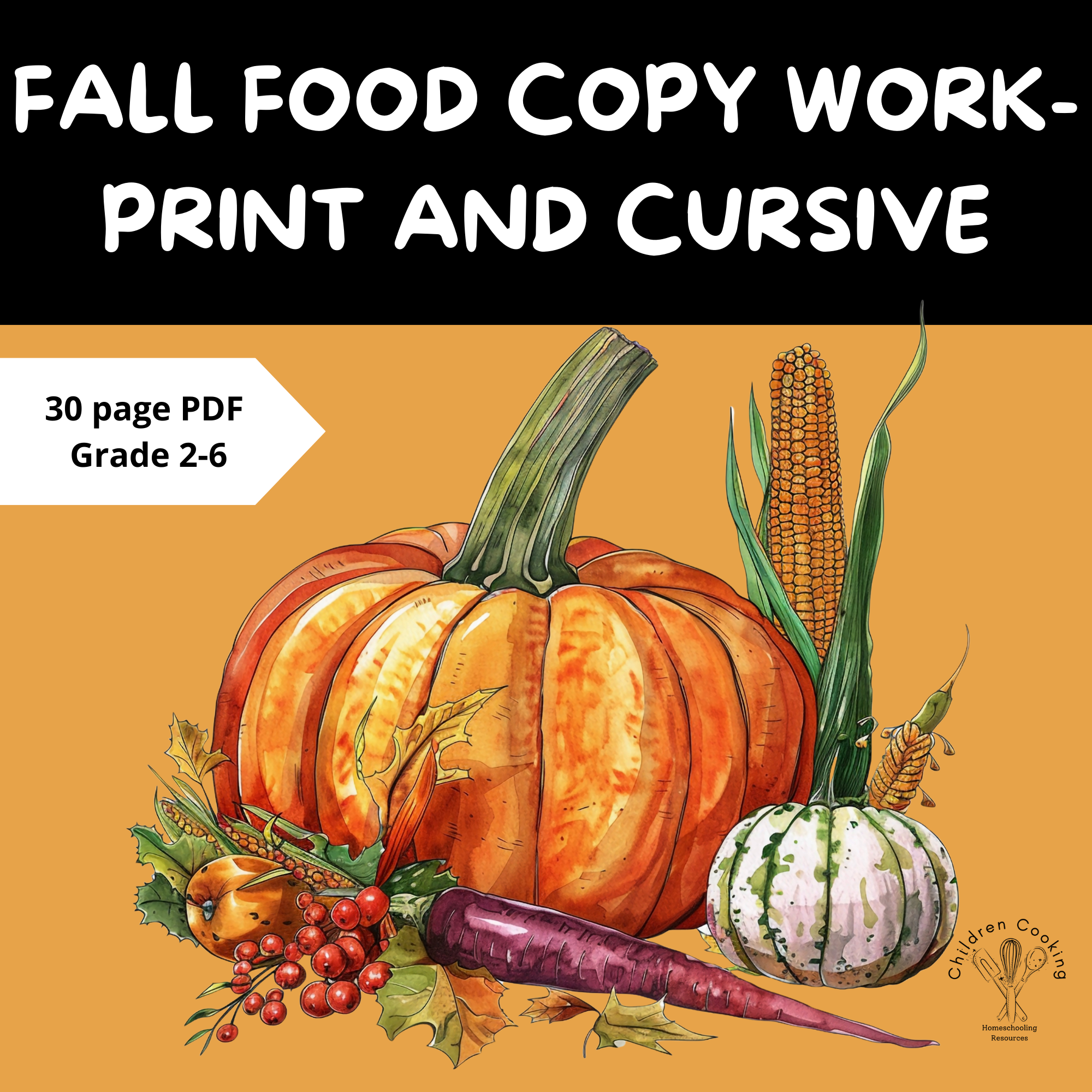 Handwriting Practice Print & Cursive Copy work | Fall Food Theme Inclu ...