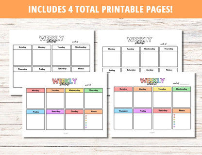 Weekly Homeschool Planner -Unlined