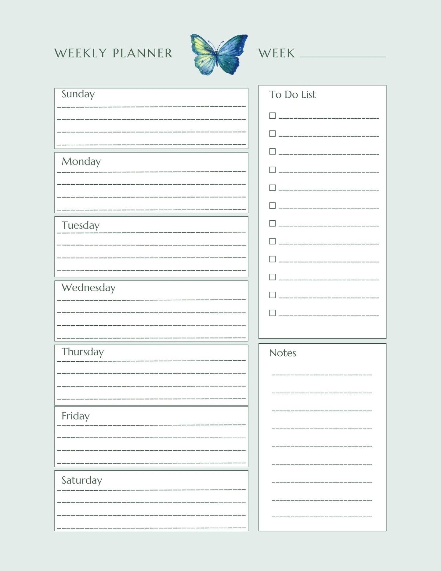 Homeschool Planner, Green Butterfly Forest: Beautiful Full Color Interior, 12 Month Undated for Multiple Children