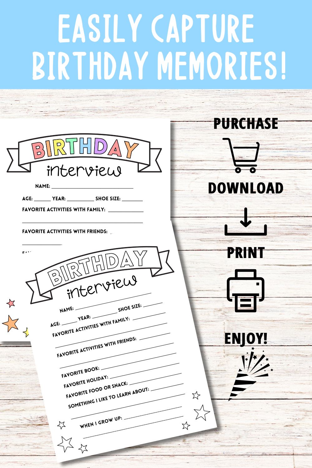 Printable Birthday Interview for Kids: Pastel Colors!