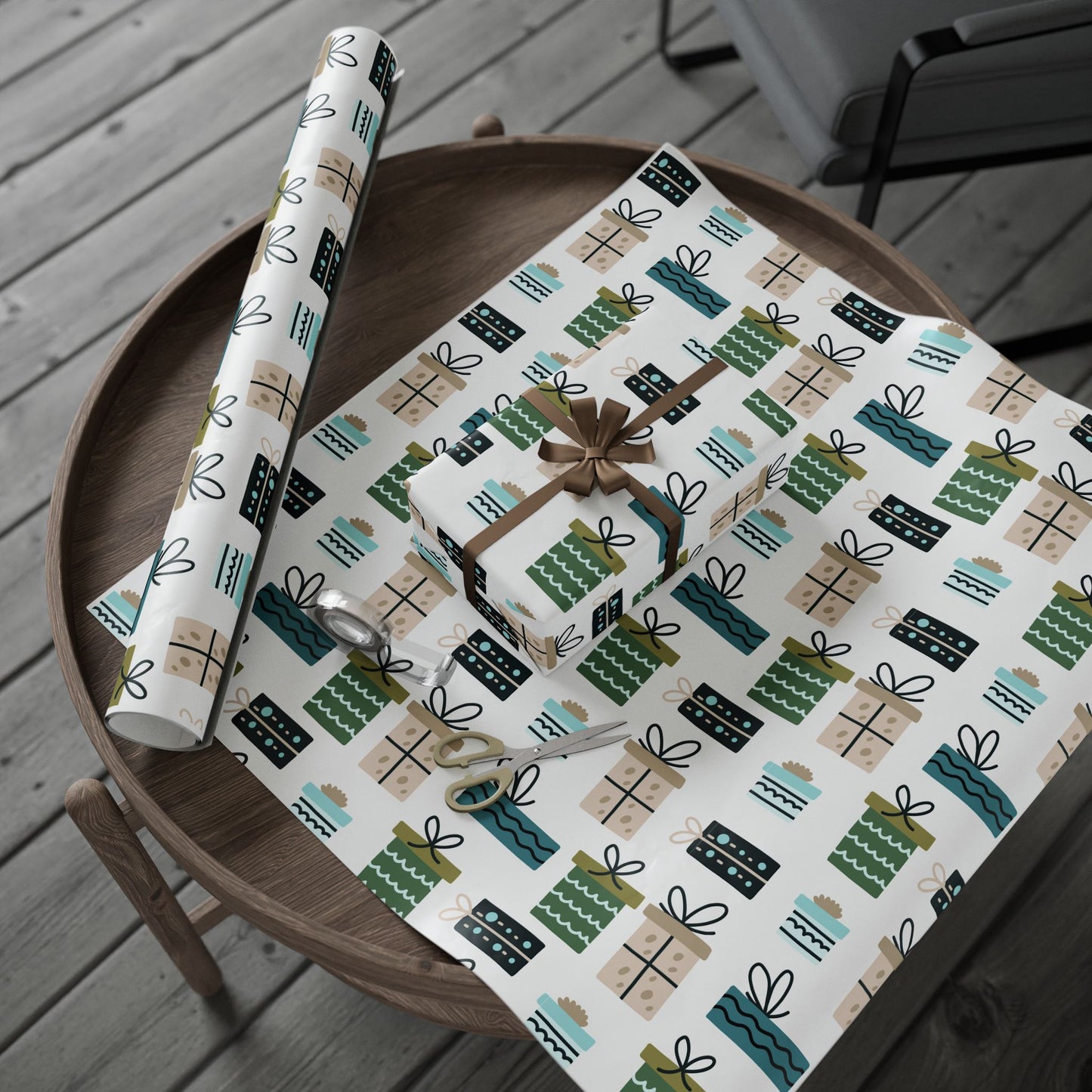 Green Gifts Themed Wrapping Paper