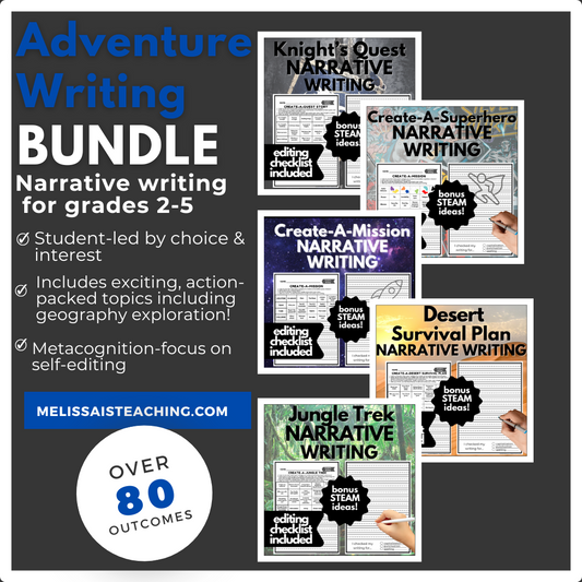 Survival, Geography & Adventure BUNDLE | Narrative Writing BUNDLE + Editing Checklist BONUS STEAM Ideas