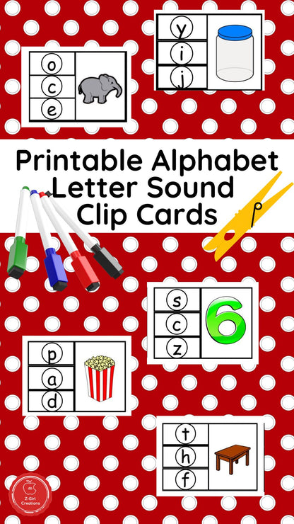 Alphabet Letter Sound Clip Cards