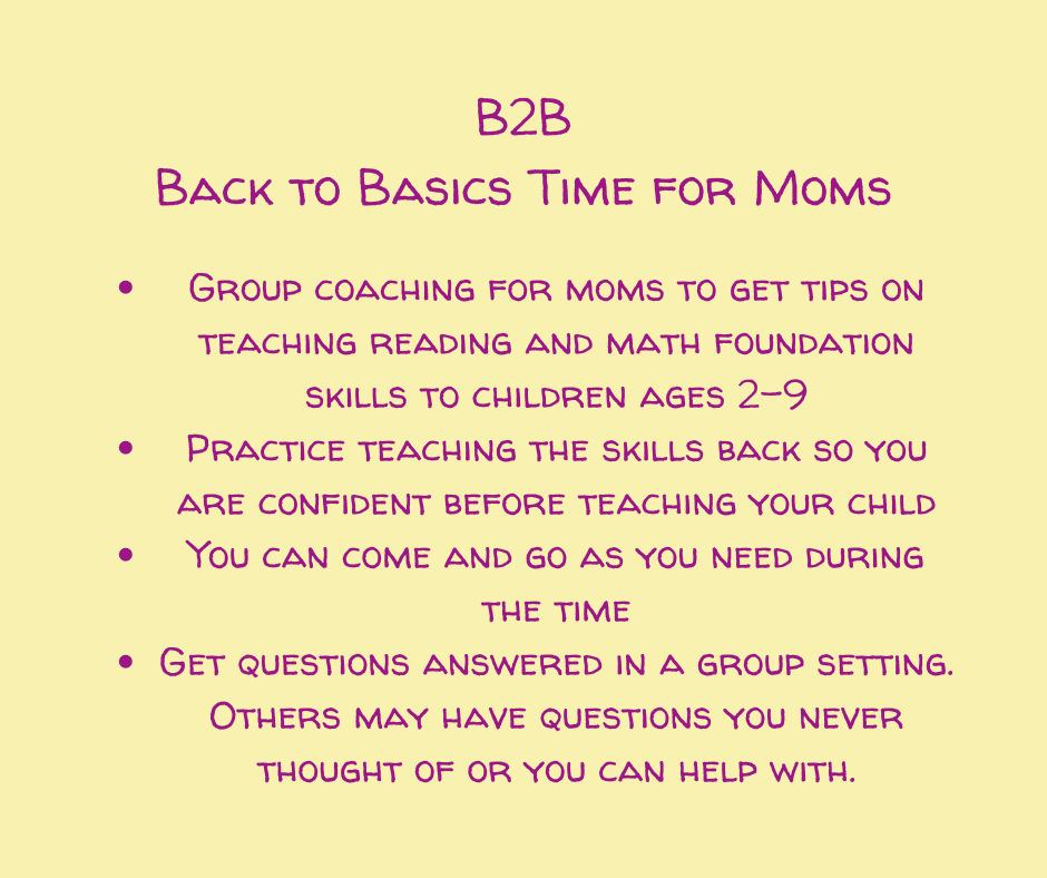 B2B – Back to Basics Time for Moms