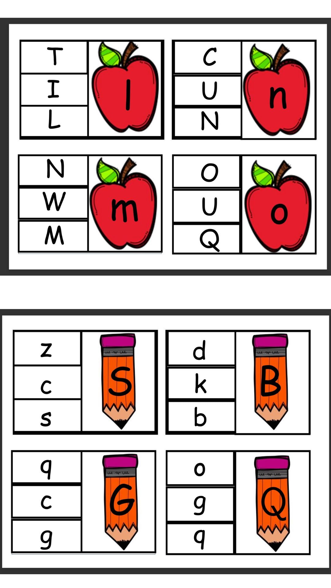 Back To School Themed Alphabet Matching Activity Card Set Pre-K/Kindergarten