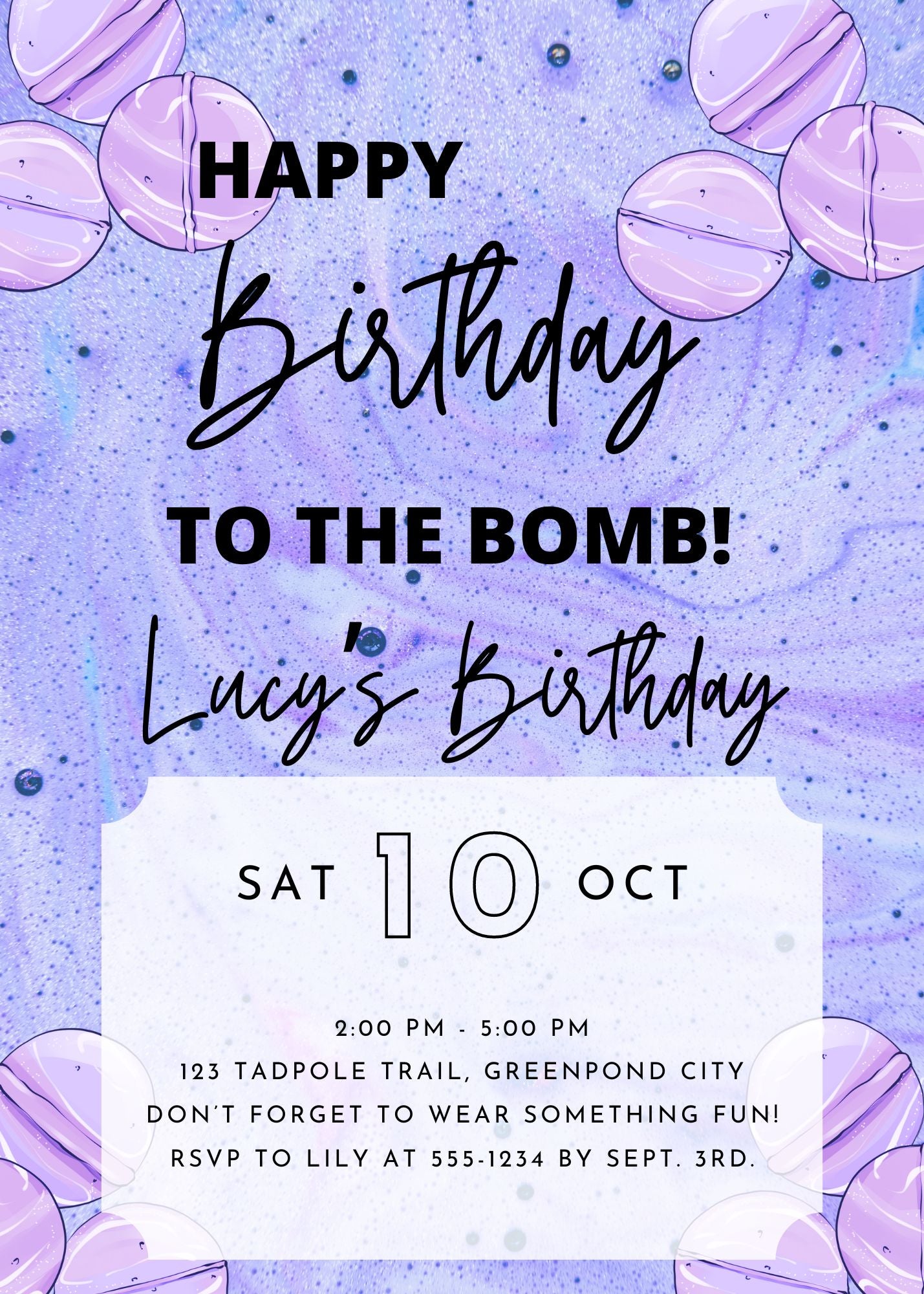 Bath Bomb Birthday Invitation, Bath Bomb Invitation, Bath Bomb Party Invitation, Bath Bomb Making Invitation