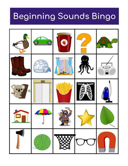 Beginning Sound BINGO Card Set
