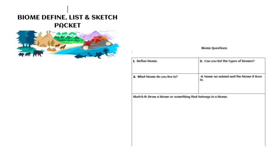 Biome: Define, List & Sketch Packet