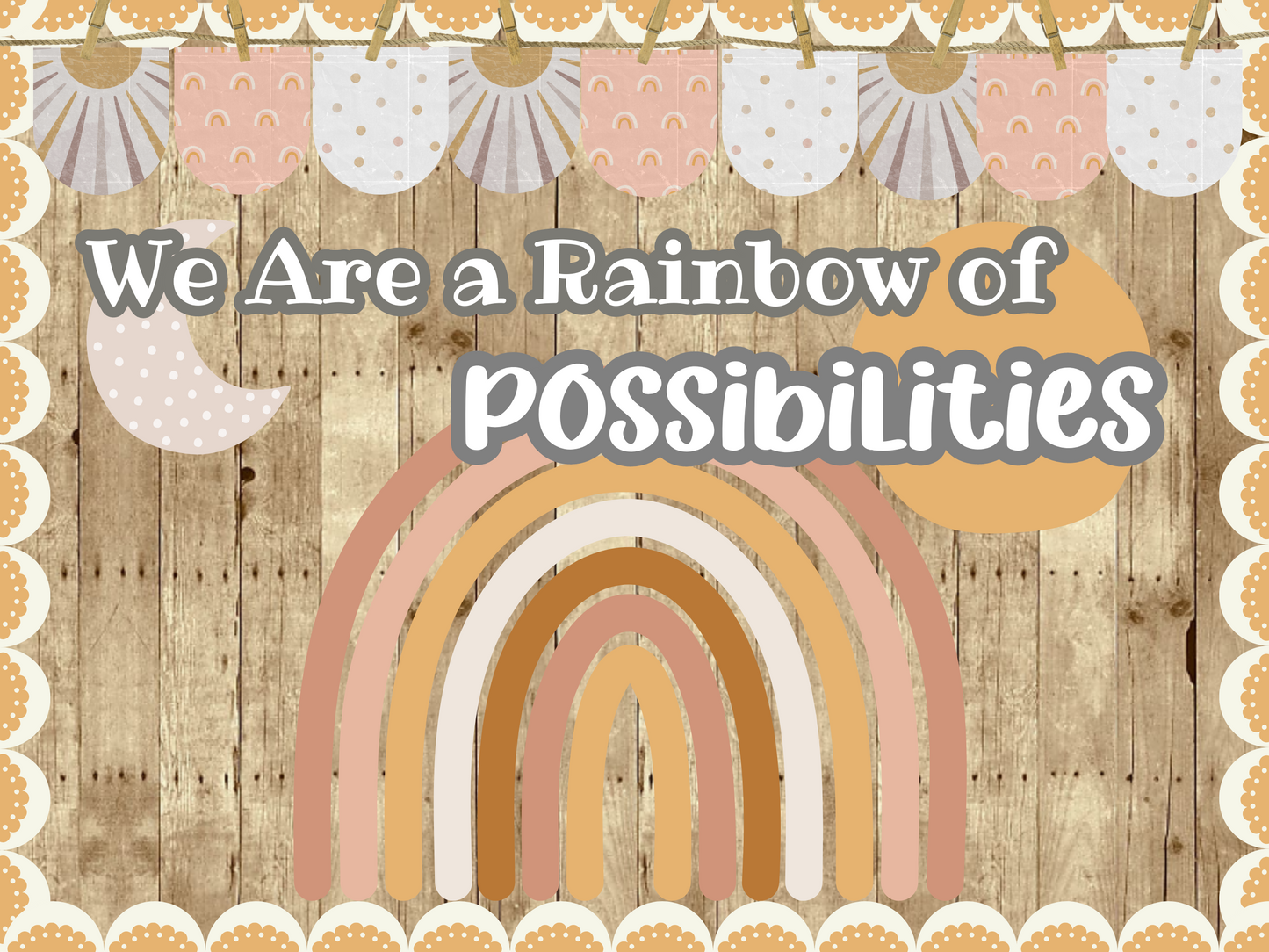 We Are a Rainbow of Possibilities Printable Classroom Bulletin Board Kit | Door Decoration | Back to School | Boho | Bulletin Board Idea