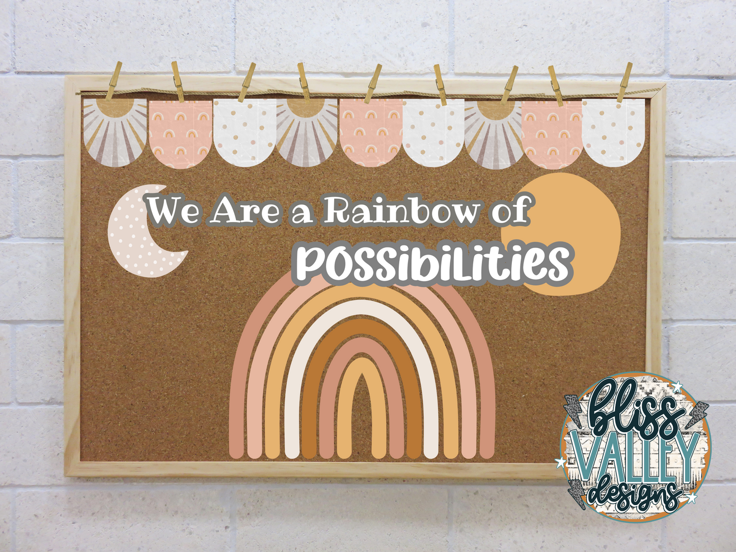 We Are a Rainbow of Possibilities Printable Classroom Bulletin Board Kit | Door Decoration | Back to School | Boho | Bulletin Board Idea