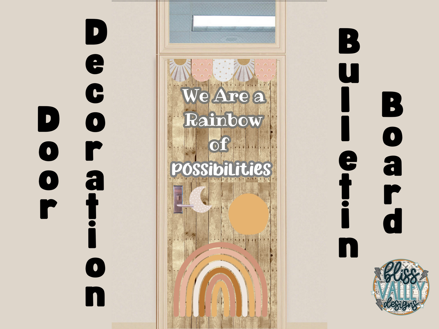 We Are a Rainbow of Possibilities Printable Classroom Bulletin Board Kit | Door Decoration | Back to School | Boho | Bulletin Board Idea