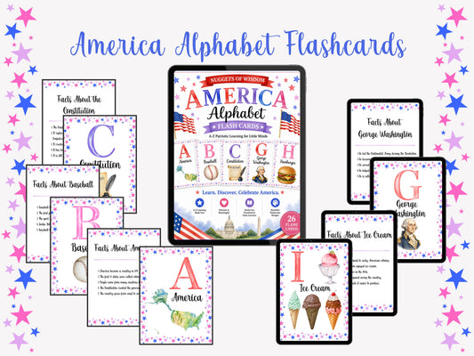 America Alphabet Flash Cards – A to Z Patriotic Learning for Little Minds