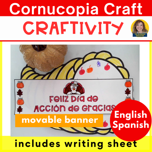 Thanksgiving Cornucopia Craft Activity in English Spanish