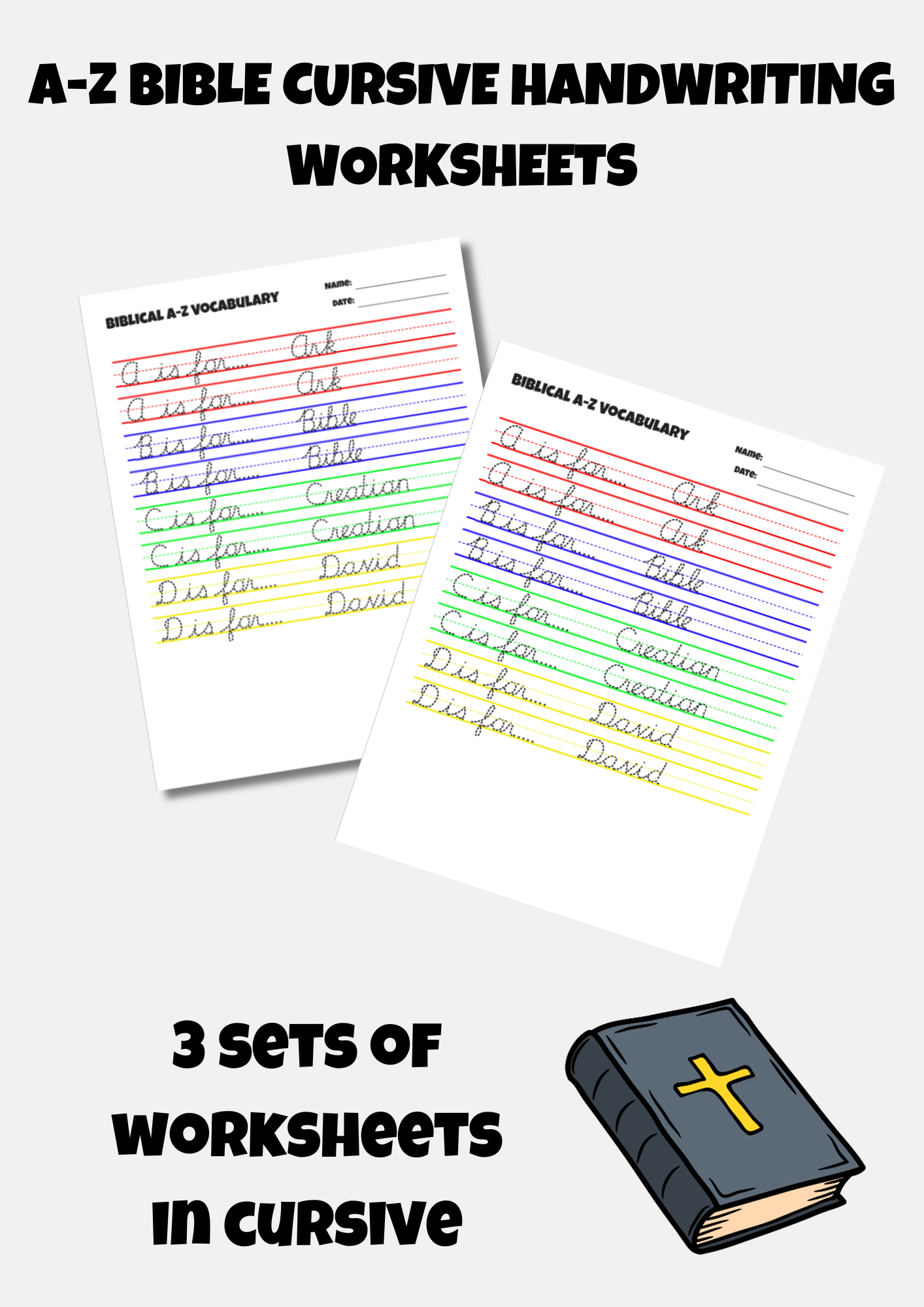 A-Z Bible Cursive Handwriting Worksheets