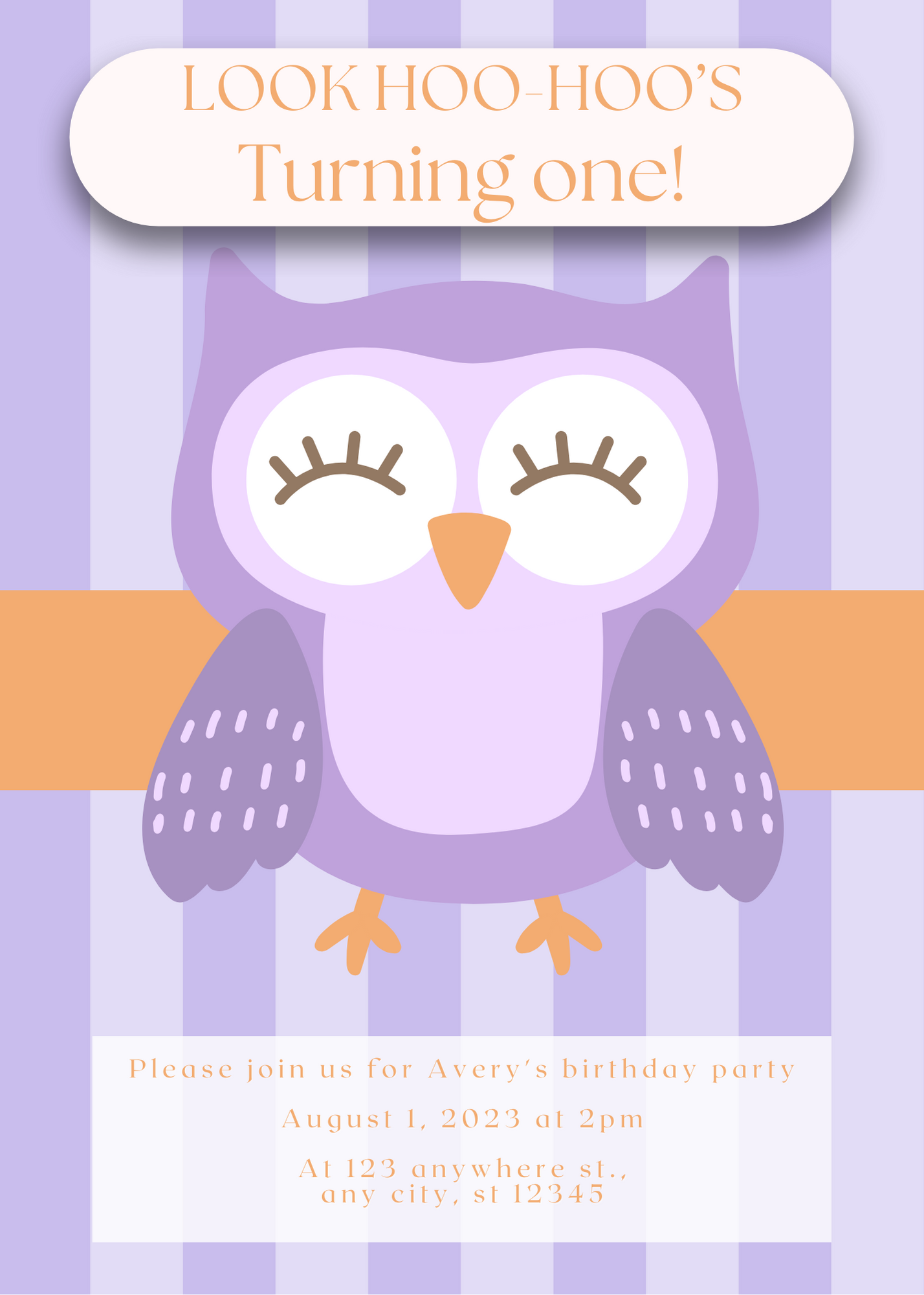 Cute Owl 1st Birthday Party Invite