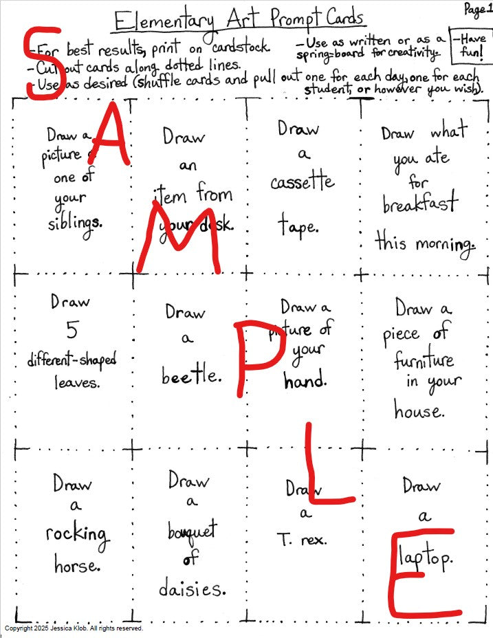 Elementary Art Prompt Cards