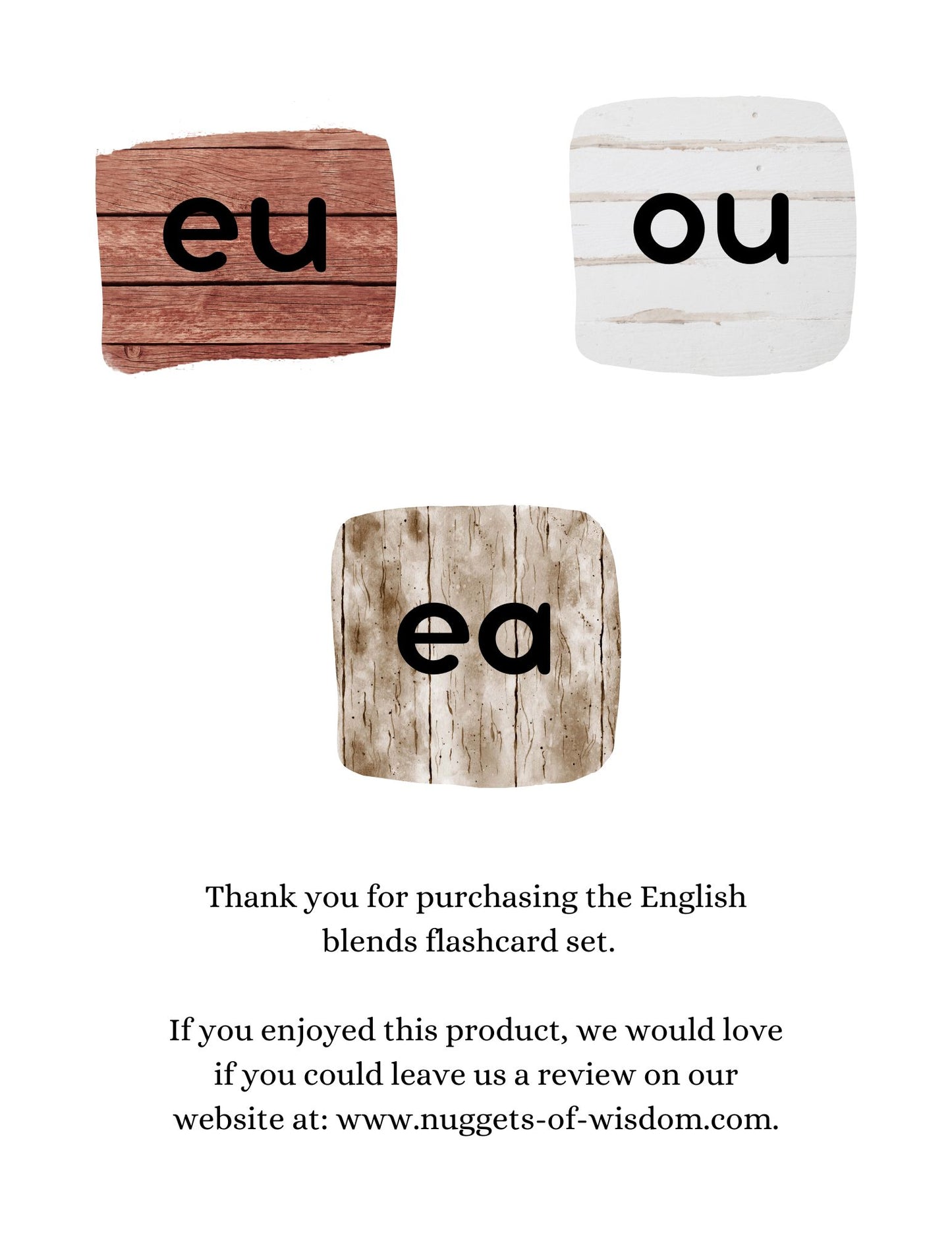 56 English Blends Flashcard Set: Wooden Version