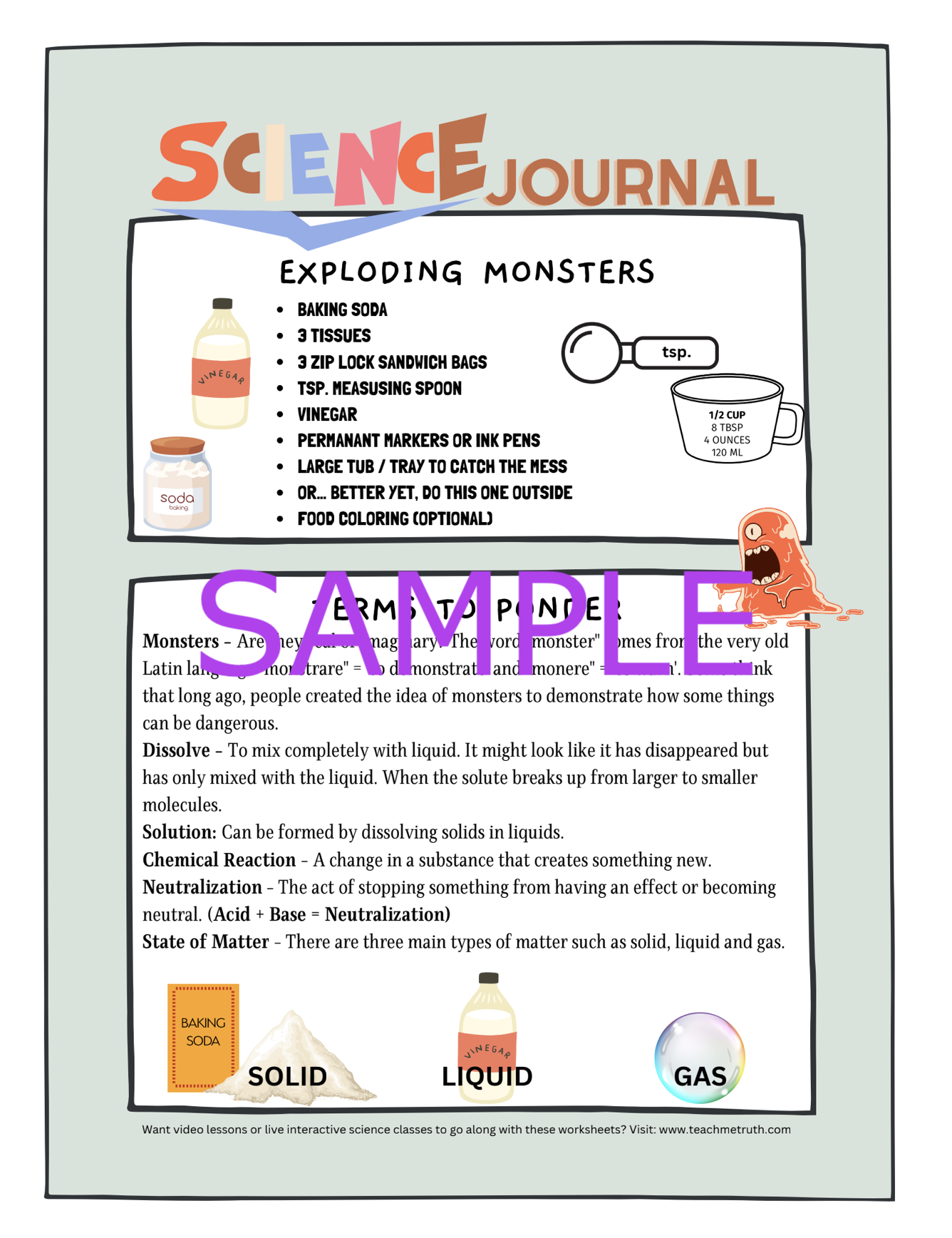 Exploding Monsters! Science Activity Journal – Nuggets of Wisdom