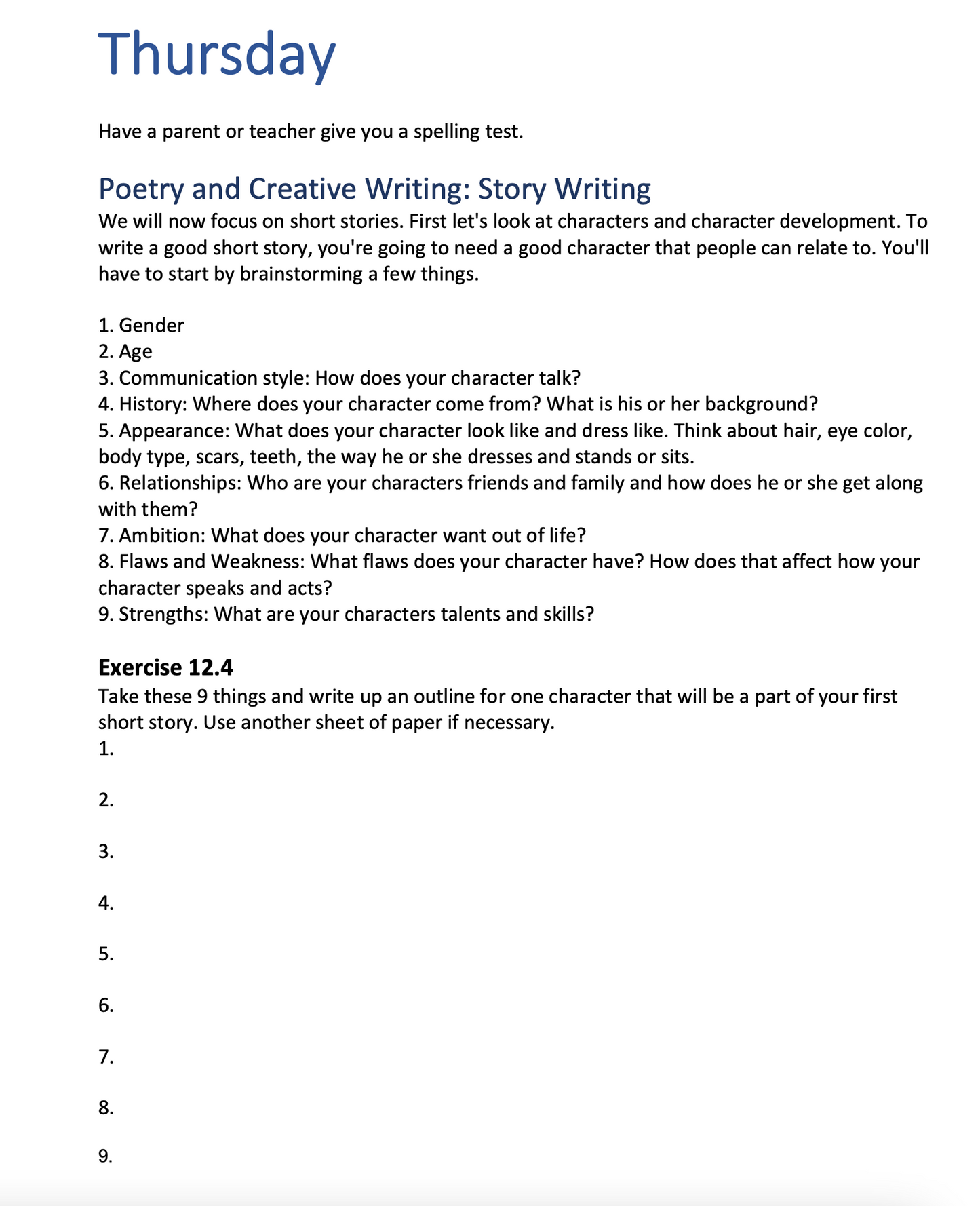 Complete High School Language Arts Curriculum Creative Writing Course