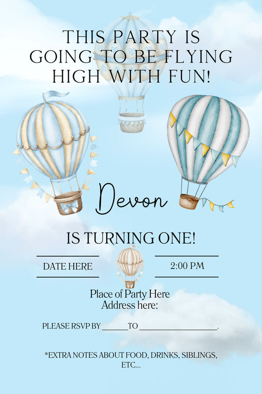 Hot Air Ballon  Birthday Bundle!