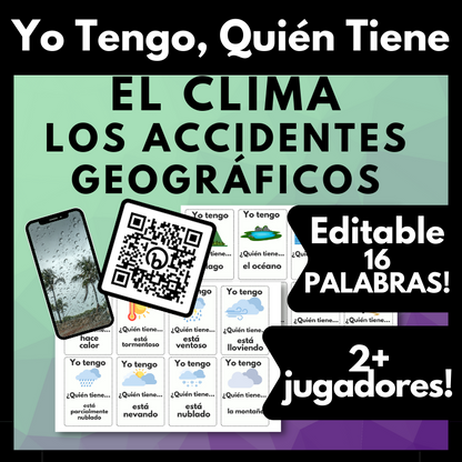Spanish Weather & Landform Vocabulary Game Juego de Vocabulario