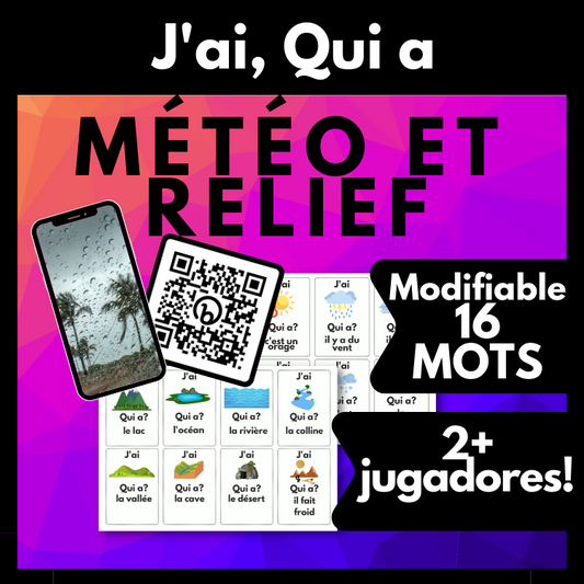 French Weather & Landform Vocab Game Météo et Reli Jeu de Vocabulaire