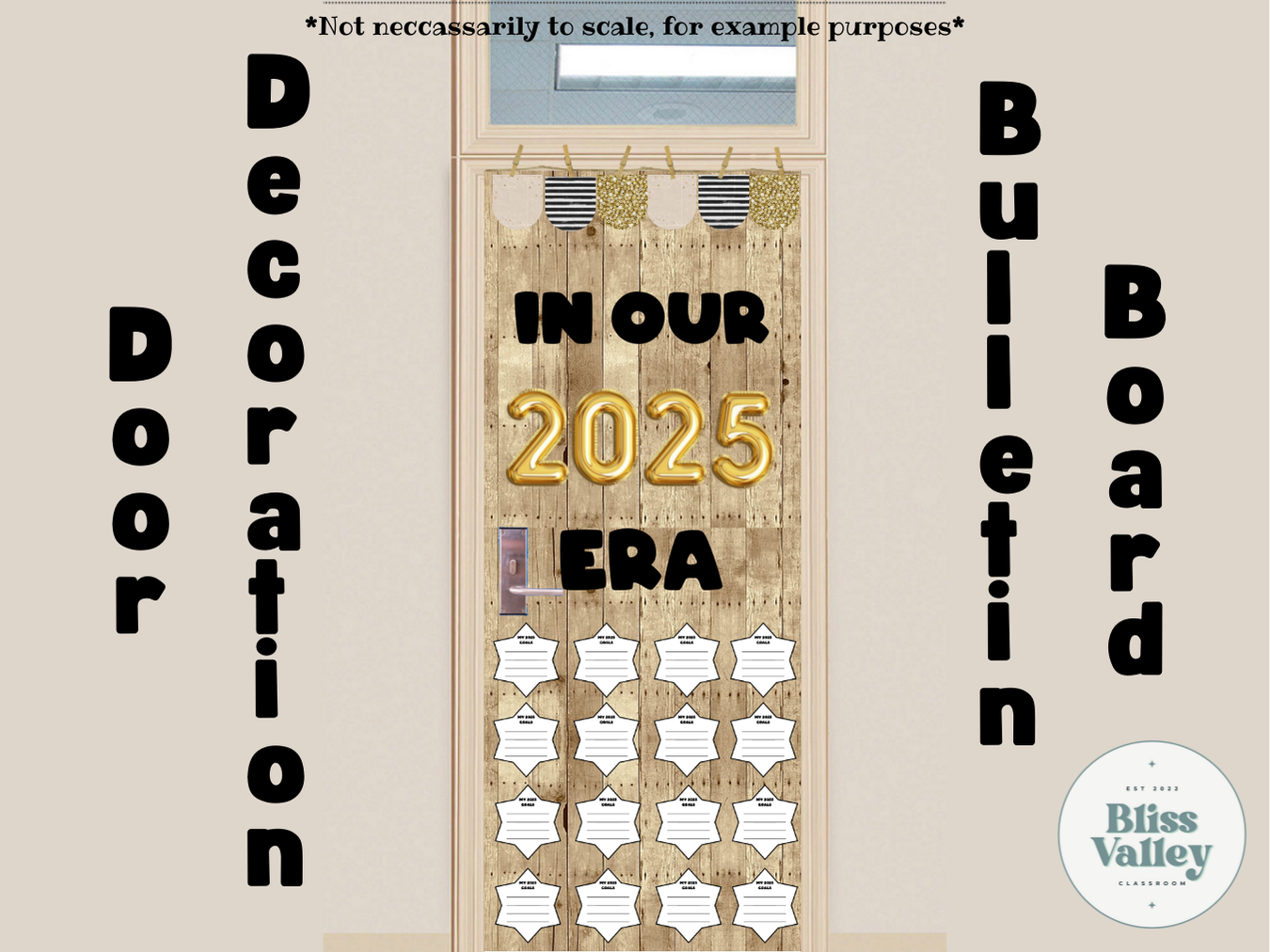 In Our 2025 Era New Years Winter Classroom Bulletin Board Kit and Writing Prompt | Door Decoration | January Bulletin Board | Gold Balloons