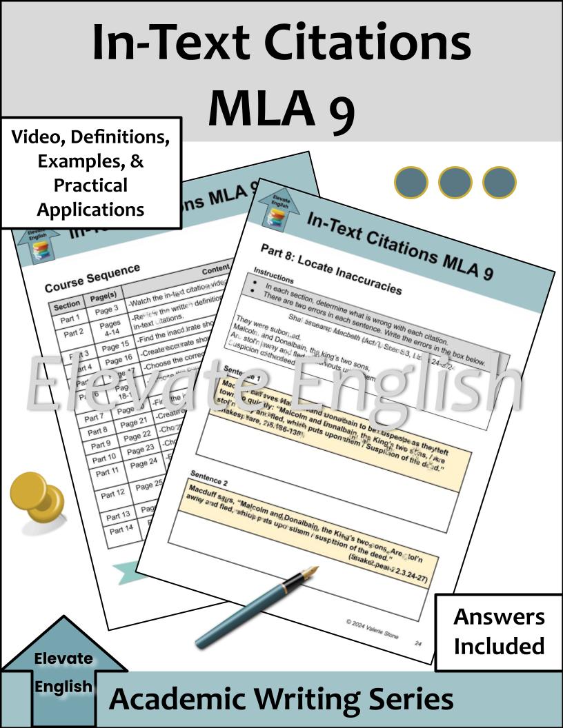 In-Text Citations MLA 9 (Self-Paced)