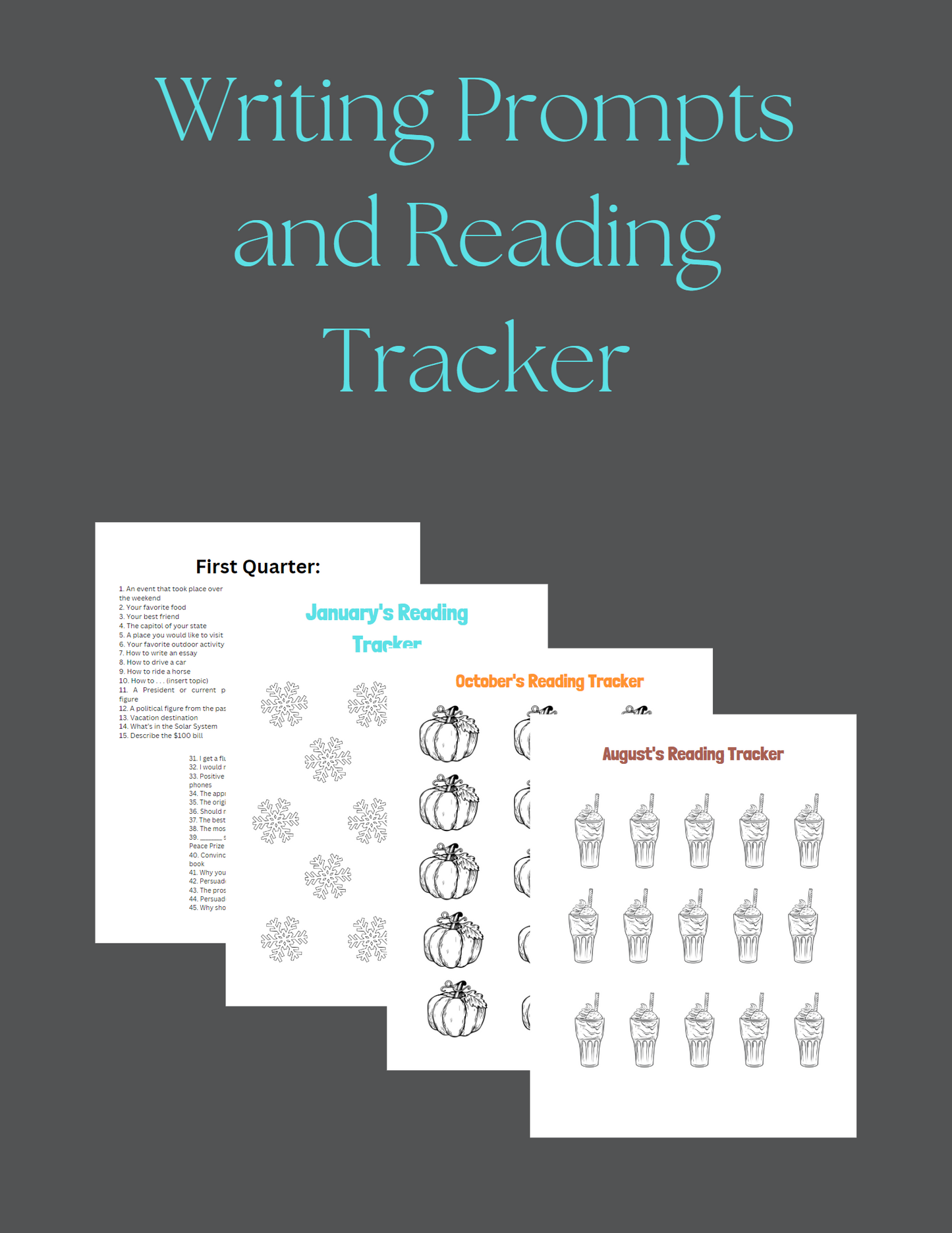 Language Arts Writing Prompts and Reading Tracker for Elementary School